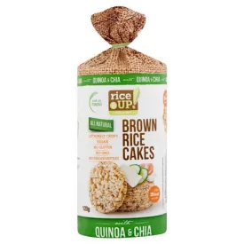   Rice Up, Puffasztott teljes kiőrlésű barna rizs szelet, chia maggal és quinoával, 120g